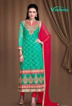 Aleena – Designer Embroidered Rasal Net Straight Suits