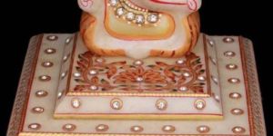 Gold Plated Marble Chowki