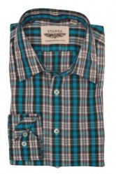 Stanza Latest Formal Shirts for Men, Sport Aqua and Grey Check Shirt