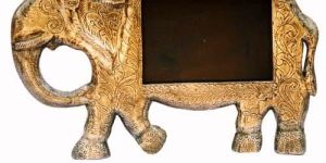 Brass Fitted Wooden Animal Figure Photo Frame