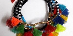 Multi Tassel Seed Bead Stretch Bracelet Set