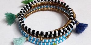 Seed bead &  tassel spiral Bangle/Bracelet