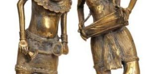 Brass Dancing Tribal Couple Statue