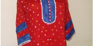 Red Bandhej Kurti