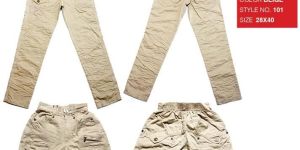 Boys Beige Cotton Wrinkled Pants