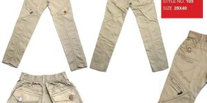 Boys Chain Light Beige Cotton Pant