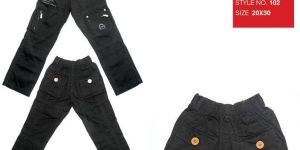 Boys Jet Black Cotton Pants