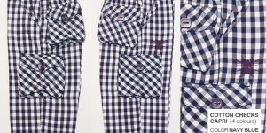 Navy Blue Cotton Checks Capri