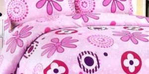 Pink Floral Cotton Double Bedsheet