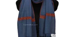 Aegean Blue Sozni Woolen Muffler