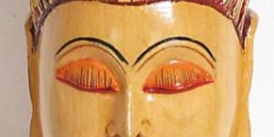 Wooden Buddha Head Statue