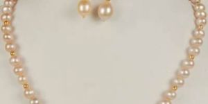 Peach Freshwater Pearl Necklace Earring