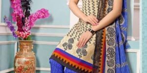 Cream Color Printed Suit