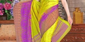 Lemon Yellow Color Fancy Look Saree