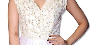 WHITE DUPION EMBROIDERED GOWN
