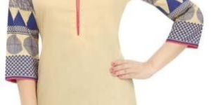 the Beige Blue Play Long Cotton Tunic with Designer Prints