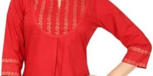 Wed Me Red Short Cotton Designer Short Tunic Top for Women