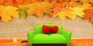 Yellow Leaf Printed Wallpaper