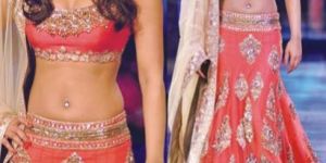 Orange Crepe Silk Lehenga Choli