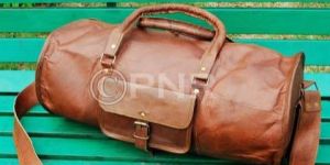 Leather Round Duffel Bag