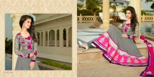 Grey Pink Anarkali Dress