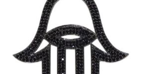 Black Spinel Gemstone 925 Sterling Silver Hamsa Pendant