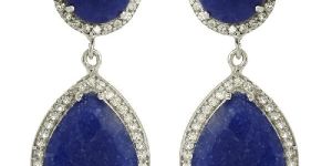 Designer Dyed Sapphire with White Topaz Gemstone Earring