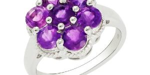 Flower Looking Amethyst Gemstone 925 Sterling Silver Ring