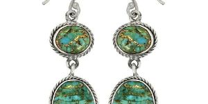 Genuine Turquoise Gemstone 925 Silver Dangle Earring