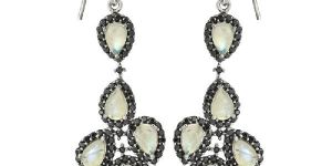 Rainbow with Black Spinel Gemstone 925 Silver Jewelry Dangle Earring