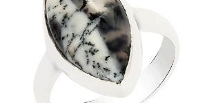 Rare Marquise Dendritic Opal Gemstone 925 Silver Ring
