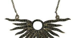 Sun Star Looking Black Spinel Gemstone 925 Silver Wedding Necklace