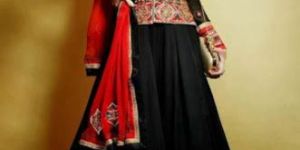 Lush Black Embroidered Anarkali Suit