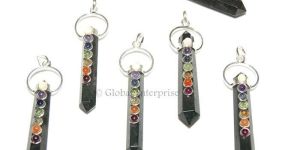 Black Agate Double Terminated Chakra Pendants