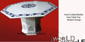 Marble Inlay Table Top with Marble Stand