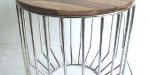 Mango Wood Top Steel Table