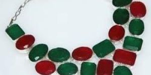Ruby Emerald Stud Necklace