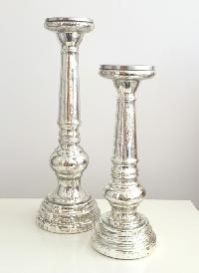 Antique Silver Pillar Candle Holder