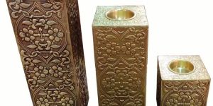 Wooden Brass Fitted Candle Stands