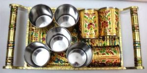 Eight Steel Golden Glass with Golden Trey