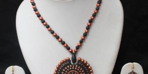 Terracotta Designer Jewelry Large Circular Pendant