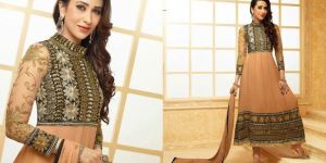 Heavy Embroidered Saga Cream Anarakali Suit