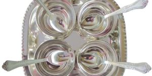 Silver Finish Plated 4 Bowl Tray Set