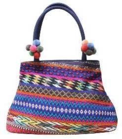 Ladies Jacquard Diagonal Striped Handbag