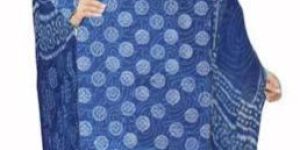 Kcsk130 - Dabu Printed Salwar Kameez / Cotton Churidar Materials with Chiffon Dupatta - Blue