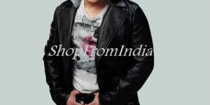Custom Made Bollywood Star Salman Khan Black Lamb Leather Jacket