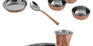Copper Traditional Kitchen Thali/Dinner Set Of 7 Pieces