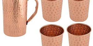 Jug and Glass, Copper Hammered Jar Set