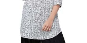WHITE AND BLACK COTTON READYMADE KURTI