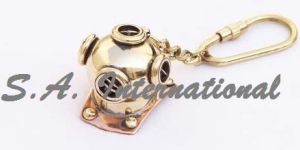 Nautical Brass Diver's Helmet Keychain